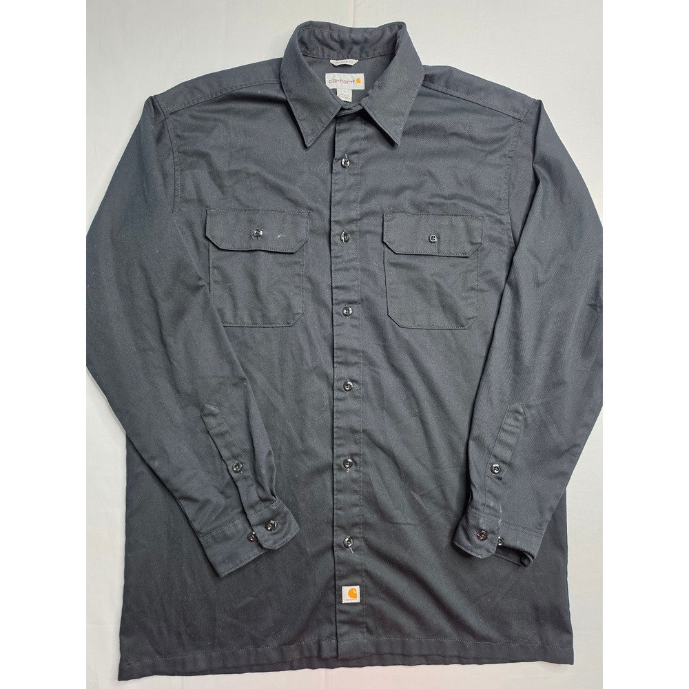 Carhartt Shirt Men's L Charcoal Gray Long Sleeve Relaxed Fit Button-Up Workwear